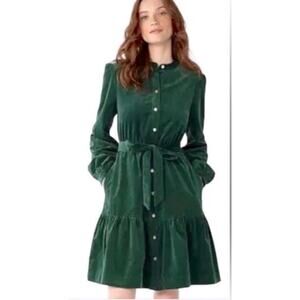 Draper James Forest Green Corduroy A Line Long Sleeve Dress XXL Holiday Country